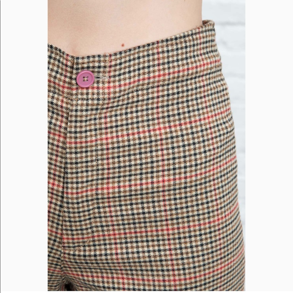 Brandy Melville Kim Pants - brown plaid - Picture 4 of 5